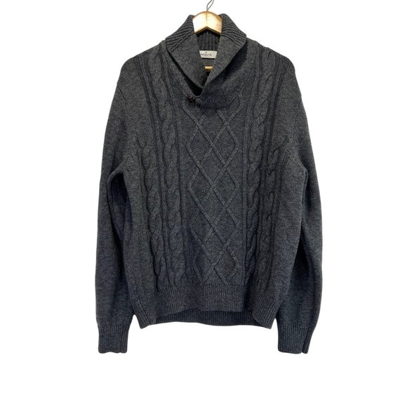 Aqua Toscano Men Sweater Grey Long Sleeve Marino Wool Blend Size XL - Picture 1 of 10